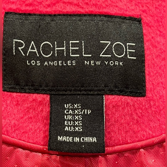 Rachel Zoe Peacoat Pink Wool Knee Length Slit Pockets Button Size XS - Picture 9 of 12